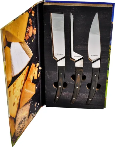 Vista 2 de Legnoart Caseus - Juego de cuchillos de queso de 3 piezas con mango de madera oscura