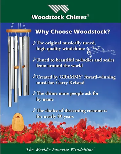 Vista 9 de Woodstock Chimes Signature Collection, Campanas del Paraíso, Plata Antigua 32", Campanillas de Viento de Diseños Decorativos para Exteriores, Patio