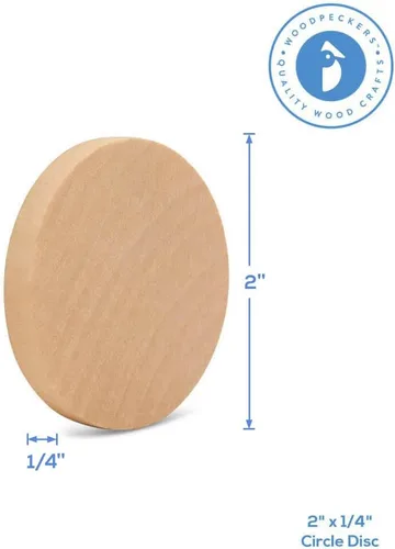 Vista 2 de Círculos de Madera 2 x 1/4 Pulgada Discos de Madera - 25 Piezas Listos para Pintar y Decorar - Quema de Madera - Fabricación de Joyas, Manualidades