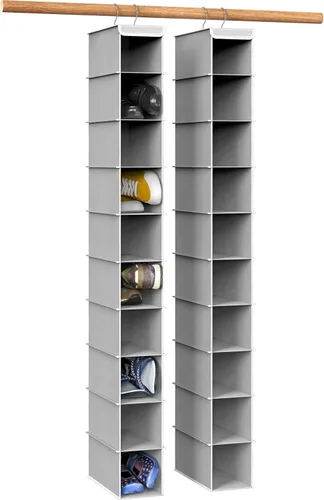 Vista 11 de Simple Houseware - Organizador de armario con 10 estantes para zapatos, colgante, negro