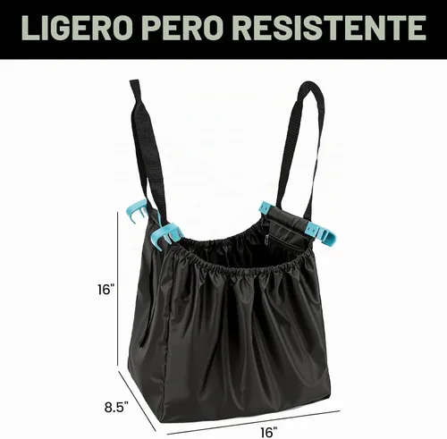 Vista 2 de Handy Sandy Carrito - Paquete de 3 bolsas de compras reutilizables con clips para carrito Juego de asas organizador de comestibles de alta