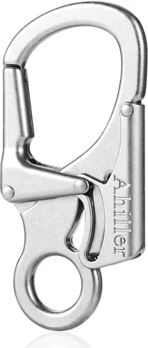 Vista 31 de Ahiller Mosquetón con clip, diseño de doble bloqueo antiapertura, llavero pesado de 3" de aleación de zinc para camping al aire libre, senderismo