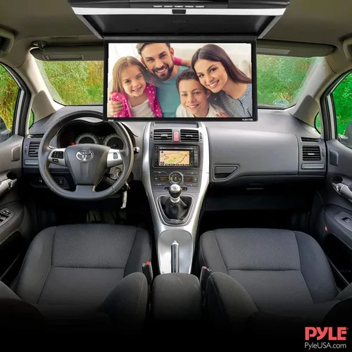 Vista 7 de Consola Pyle para techo de coche, con pantalla LCD abatible, panel de control con reproductor de TV HDMI con transmisor IR integrado