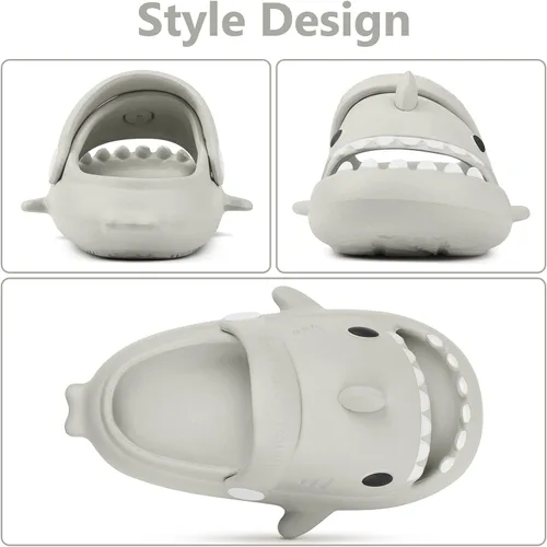 Vista 2 de Toddler Shark Cloud Slides Kids Shower Sandals Boys Girls Cute Cartoon Fish Flip Flops Beach Pool Home Slippers Shoes Quick Dry Non-Slip