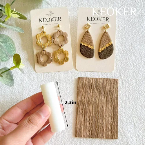 Vista 4 de KEOKER Rodillo de textura de arcilla polimérica, rodillo de arcilla polimérica para hacer aretes, como hojas de textura de arcilla polimérica, gran