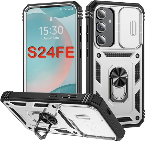 Vista 202 de PASNEW Funda militar para iPhone 13 Pro Max, cubierta de cámara deslizante y soporte de anillo de metal de 360°, carcasa rígida multicapa resistente