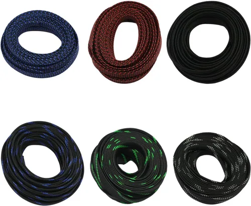 Vista 6 de Funda de cable de alambre expandible PET de 30 pies (1/2 pulgada, negro)
