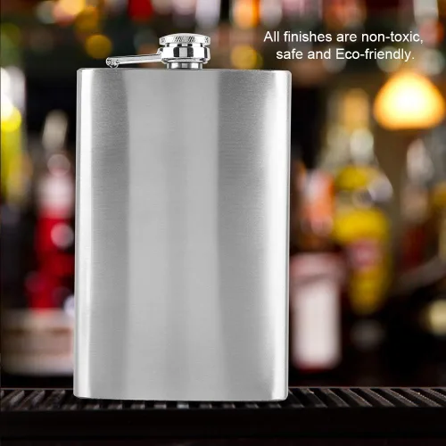 Vista 3 de Frasco de cadera, frasco de licor de acero inoxidable a prueba de fugas de 10 onzas con embudo para vino de whisky, contenedor de alcohol