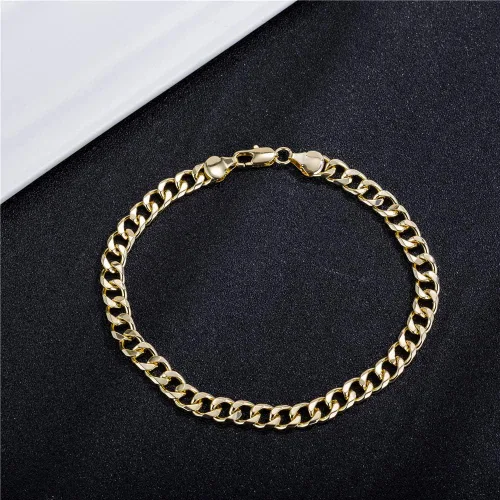 Vista 6 de Tobillera de eslabones cubanos de oro para mujeres y hombres, 0.276 in de ancho de oro de 14 quilates, chapado en oro de 18 quilates, chapado en oro