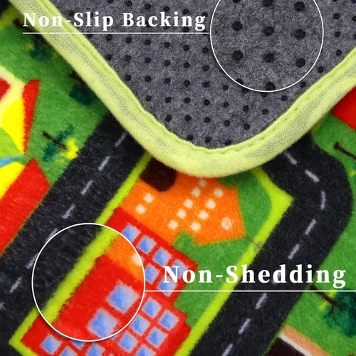 Vista 6 de NANAN Alfombra de juego para niños de 4 x 4 pulgadas, alfombra de coche, alfombra de juegos para niños pequeños, alfombra circular para niños, sala