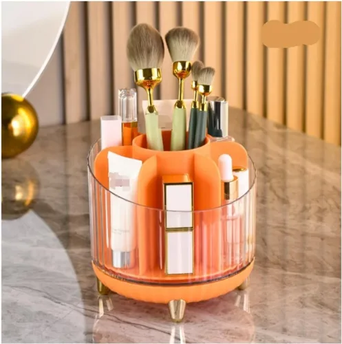 Vista 8 de Makeup 360° Rotating Makeup Brush Holder Lipstick Organizer 6 Slot Desktop for Cosmetic Pen Eyeliner Storage Organizer(A)