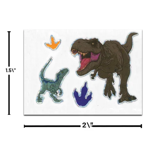 Vista 2 de Jurassic World Juego de tatuajes temporales para niños – Paquete de recuerdos de fiesta de dinosaurios con 96 tatuajes temporales para bolsas