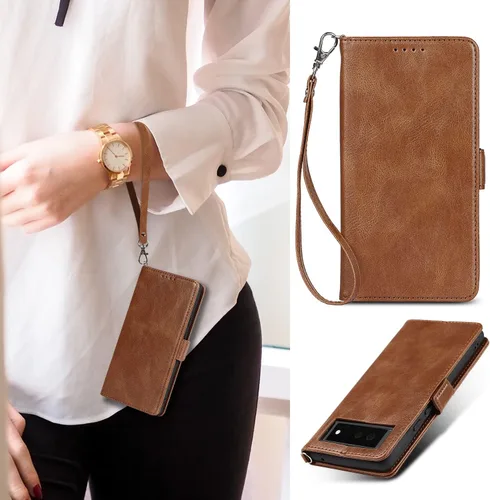 Vista 2 de Havaya Funda tipo cartera para Google Pixel 6 Pro con tarjetero para Pixel 6 Pro 5G, funda abatible con ranuras para tarjetas de crédito, piel