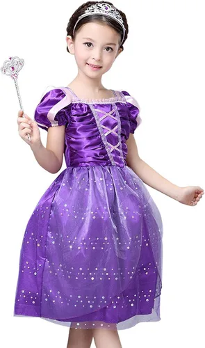 Vista 7 de SAYOO Disfraz de princesa Rapunzel para niñas pequeñas