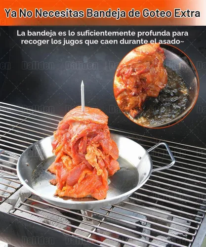 Vista 3 de Brocheta vertical para barbacoa – Al Pastor Pincho vertical para asador vertical para tacos Al Pastor, Shawarma, giroscopios, accesorio