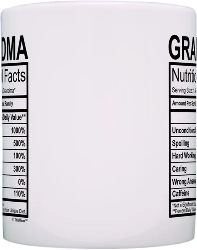 Vista 4 de Grandma Nutritional Facts - Taza de café con etiqueta nutricional para regalo