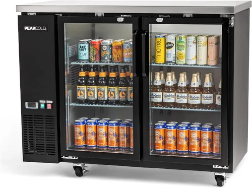 Vista 13 de PEAKCOLD - Enfriador comercial de barra trasera de 36 pulgadas, 1 puerta, puerta de cristal, color negro