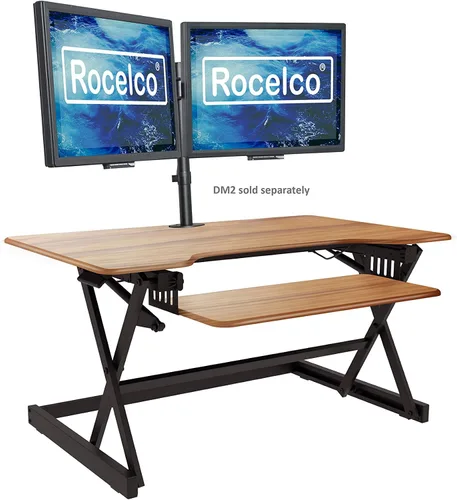 Vista 25 de Rocelco - Convertidor de escritorio para trabajar de pie con altura ajustable de 32 pulgadas - Estación de trabajo para computadora sentada o de pie