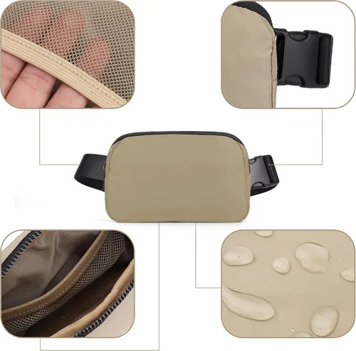 Vista 7 de ZPN Mini riñonera cruzada para mujer y hombre, Caqui