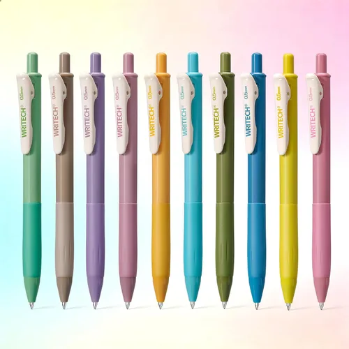 Vista 10 de WRITECH Bolígrafos de gel retráctiles de tinta de secado rápido 0.5mm punta redonda multicolor para escribir en diarios, dibujar, garabatear y tomar