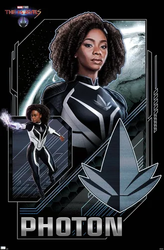 Vista 9 de Trends International Marvel The Marvels - Póster de pared con fotones, 22.4 pulgadas de largo x 14.7 pulgadas, versión enmarcada de madera de granero