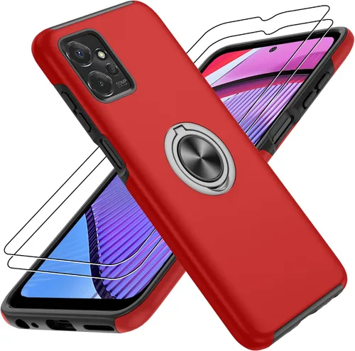 Vista 64 de Gritup - Funda para Galaxy A05S con protector de pantalla HD×2, funda protectora para teléfono a prueba de golpes con soporte magnético de anillo