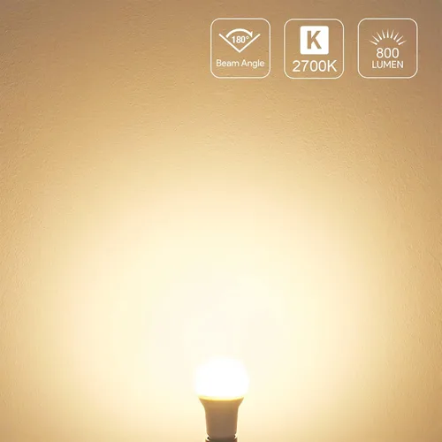 Vista 6 de Lepro Bombillas LED equivalentes a 60 vatios, 9 W, 800 lúmenes, no regulables, blanco cálido 2700 K, base media estándar A19 E26, 10000 horas