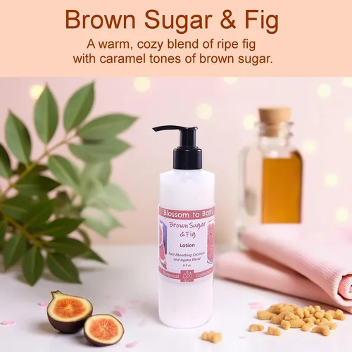 Vista 2 de Loción de azúcar morena e higo (8 onzas) - Fragancia natural - Se absorbe rápidamente con un rico aroma afrutado