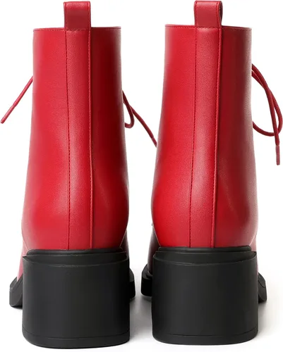 Vista 87 de ROSERWISH Botas altas de tacón bajo y grueso para mujer, con cordones, cómodas, modernas, con puntera redonda, de 2.5 pulgadas