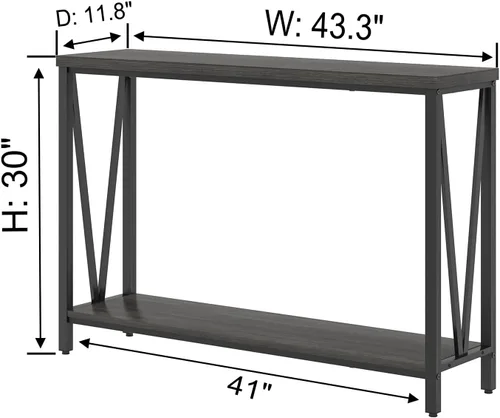 Vista 2 de Mesa consola para entrada, moderna mesa de sofá detrás del sofá, mesa de entrada estrecha para pasillo, sala de estar (industrial, gris oscuro)