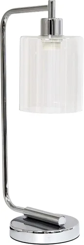 Vista 2 de Simple Designs LD1036-CHR Bronson Lámpara de Mesa de Linterna de Hierro Industrial Estilo Antiguo para Escritorio y Mesita de Noche con Pantalla