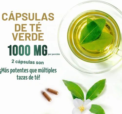 Vista 6 de PureTea - Píldoras de extracto de té verde de 1000 mg con EGCG – 98% de polifenoles estandarizados – Cápsulas de té verde de absorción 3X