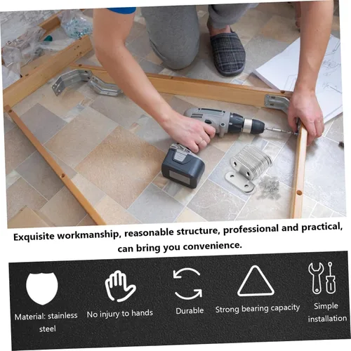 Vista 5 de OSALADI Soporte de estante cromado 22 unids acero inoxidable placa de ángulo recto soportes de metal para madera plana