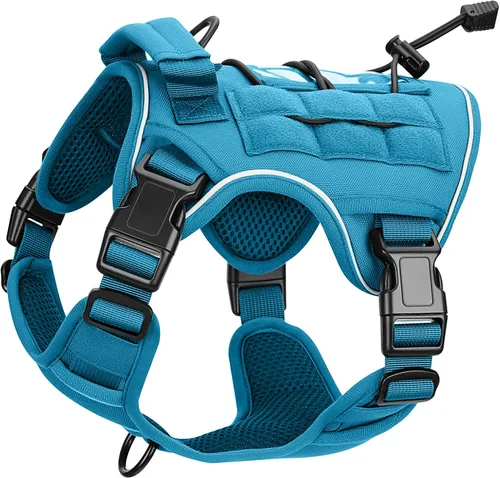Vista 94 de Arnés táctico para perros grandes, chaleco reflectante ajustable sin tirones con sistema Molle, control de grado militar K9 para entrenamiento