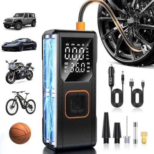 Vista 7 de Tire Inflator Portable Air Compressor, 150PSI Cordless/12V DC Air Pump for Car Tires with Pressure Gauge, Auto Shut-Off, Faster Tire Inflator Bike