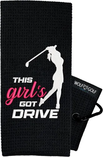Vista 8 de Wolf Golf Towels - Golf Now Wine Later - Toalla de golf bordada divertida - Regalo de golf para mujer - Accesorios de golf para mujer, 24.00 x 16.00