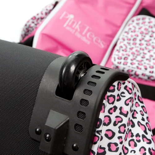 Vista 6 de Bolsa de golf para mujer con ruedas - Oxford 600D resistente, 6 bolsillos, ruedas ABS, aprobada por aerolíneas, rosa