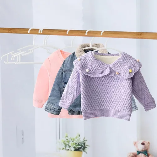 Vista 5 de GoodtoU 80 perchas blancas para ropa de bebé para armario, 10.24 pulgadas, perchas de plástico para niños pequeños para mamá, bebé, niños