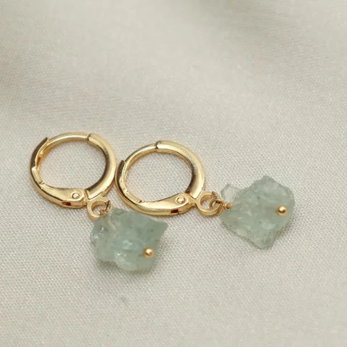 Vista 15 de Gempires Handmade Gemstone Hoop Earrings Raw Crystal Dangle Jewelry Hypoallergenic Gold Plated Lightweight Elegant Jewelry Gifts For Women
