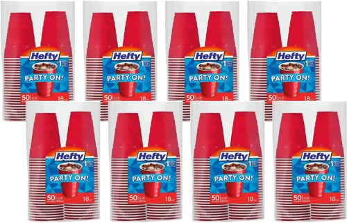 Vista 9 de Hefty Vasos fríos de plástico desechables de fácil agarre, vasos de bebidas duraderas para refrescos, jugos y bebidas frías, vasos de plástico rojo