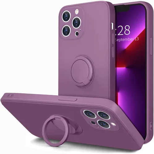 Vista 13 de Hython Funda para iPhone 13 Pro Max con soporte de anillo [soporte de anillo giratorio de 360° con soporte magnético] [borde chapado en oro rosa]