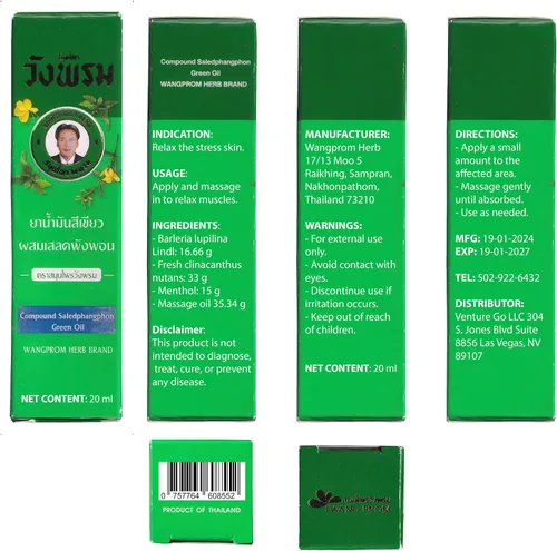 Vista 8 de Compuesto Saledphangphon Aceite Verde 20 cc (Pack de 3) (Verde)