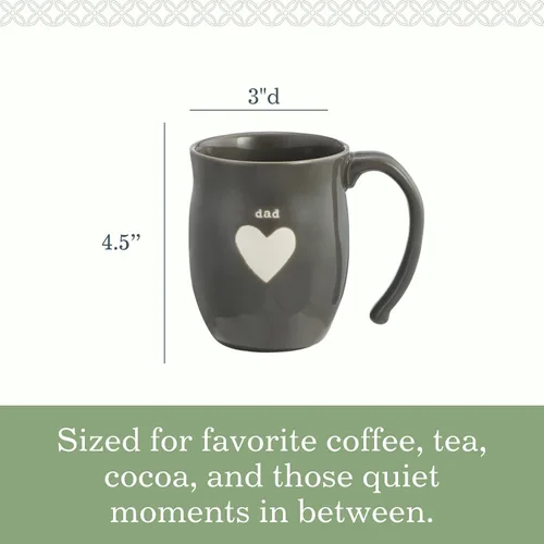 Vista 3 de DEMDACO Taza de café de cerámica con diseño de corazón para papá, color gris oscuro, de 16 onzas