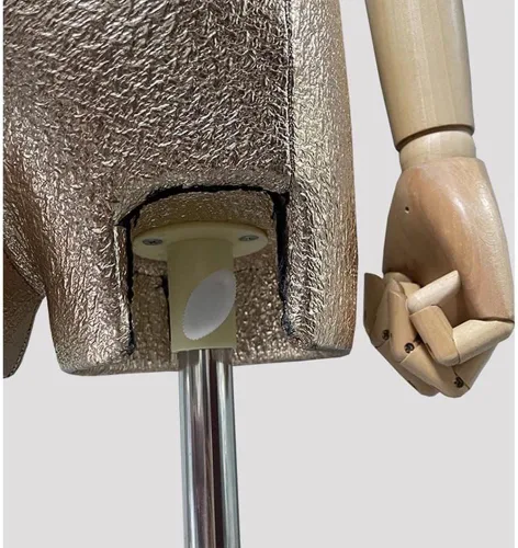Vista 7 de Torso de maniquí femenino, forma de vestido con cabeza y brazos de madera posables, cuerpo torse de maniquí ajustable en altura