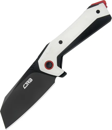 Vista 10 de CJRB Tigris Cuchillo táctico de bolsillo con hoja de acero en polvo AR-RPM9 con PVD negro, mango G10 negro y azul para EDC, camping y caza (J1919)