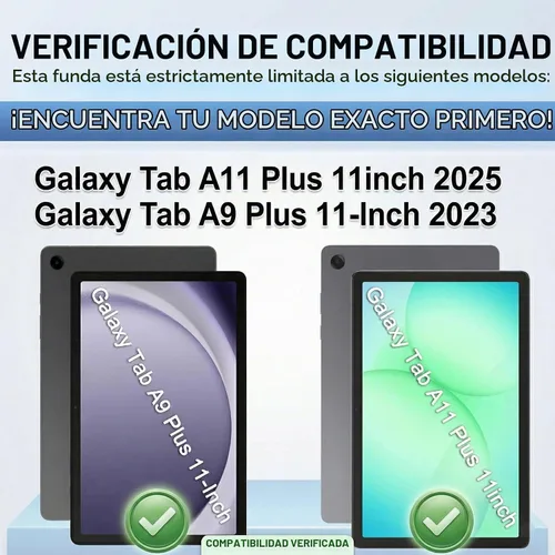 Vista 2 de Funda de teclado para tableta Samsung Galaxy Tab A11 Plus de 11 pulgadas 2025 / A9+ Plus 2023, teclado y mouse inalámbricos con retroiluminación