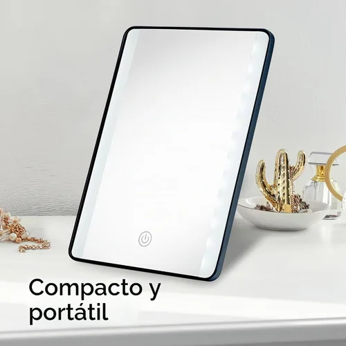 Vista 8 de Conair Espejo de maquillaje iluminado, espejo de maquillaje de viaje, base ajustable, funciona con pilas en azul marino Azul marino con soporte