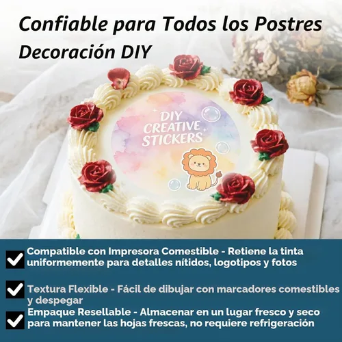 Vista 3 de Papel comestible, 25 piezas, hojas de glaseado de papel de azúcar de 11.7 x