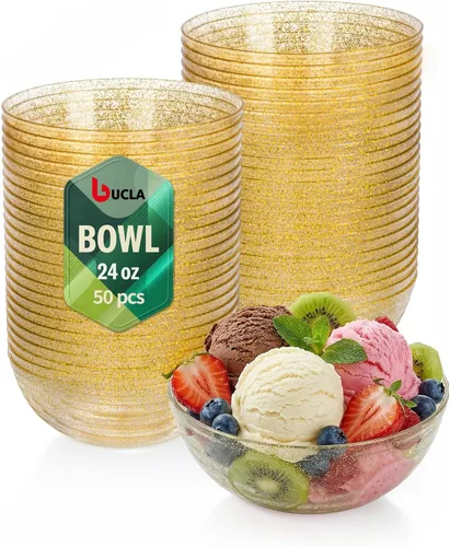 Vista 22 de bUCLA Paquete de 50 Cuencos de Plástico Negro - Cuencos Desechables de Plástico Negro de 10oz para Salsa/Servir - Ideales para Fiestas y Año Nuevo