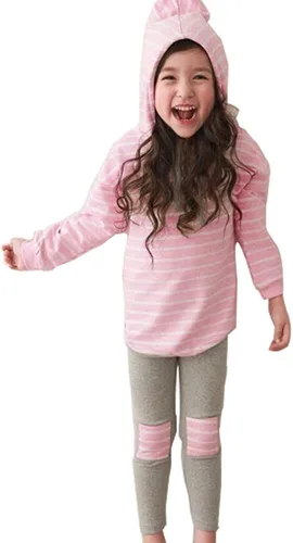 Vista 4 de Ritatte Toddler Girl Fall Outfits Striped Hoodie Pants 2PCS Sweatsuit Set Kids Baby Winter Clothes Jogging Suits for 2-6Y